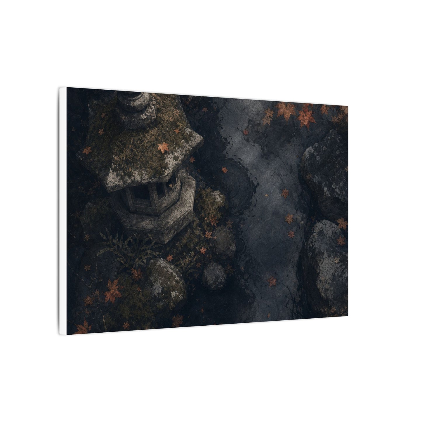 Stone Lantern Canvas Art | Autumn Japandi Texture Art