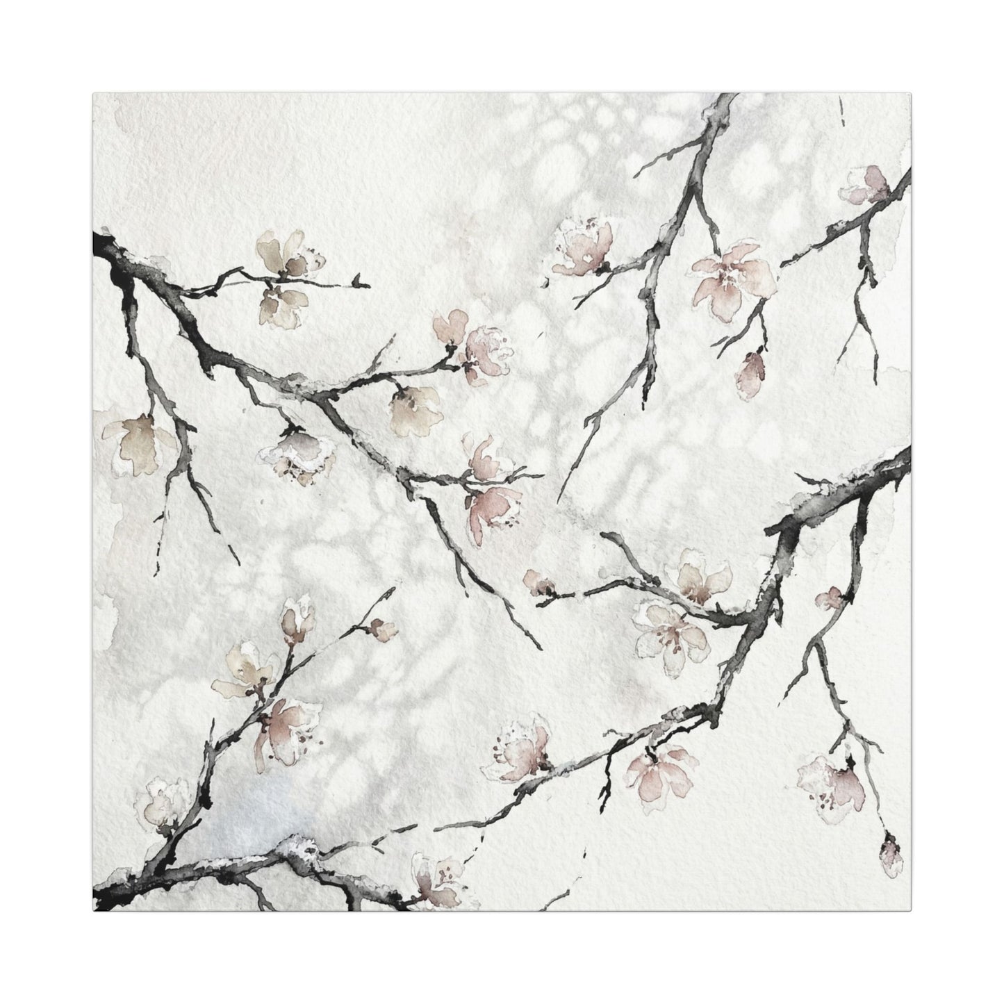 Cherry Blossom Canvas Art | Winter Japandi Watercolor Art