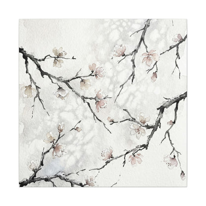 Cherry Blossom Canvas Art | Winter Japandi Watercolor Art