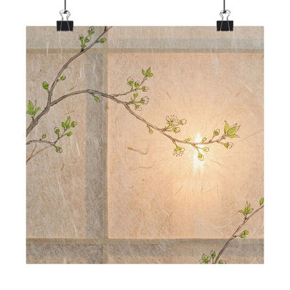 Shoji Screen Wall Art Print | Spring Japandi Minimal Line Art Art Print