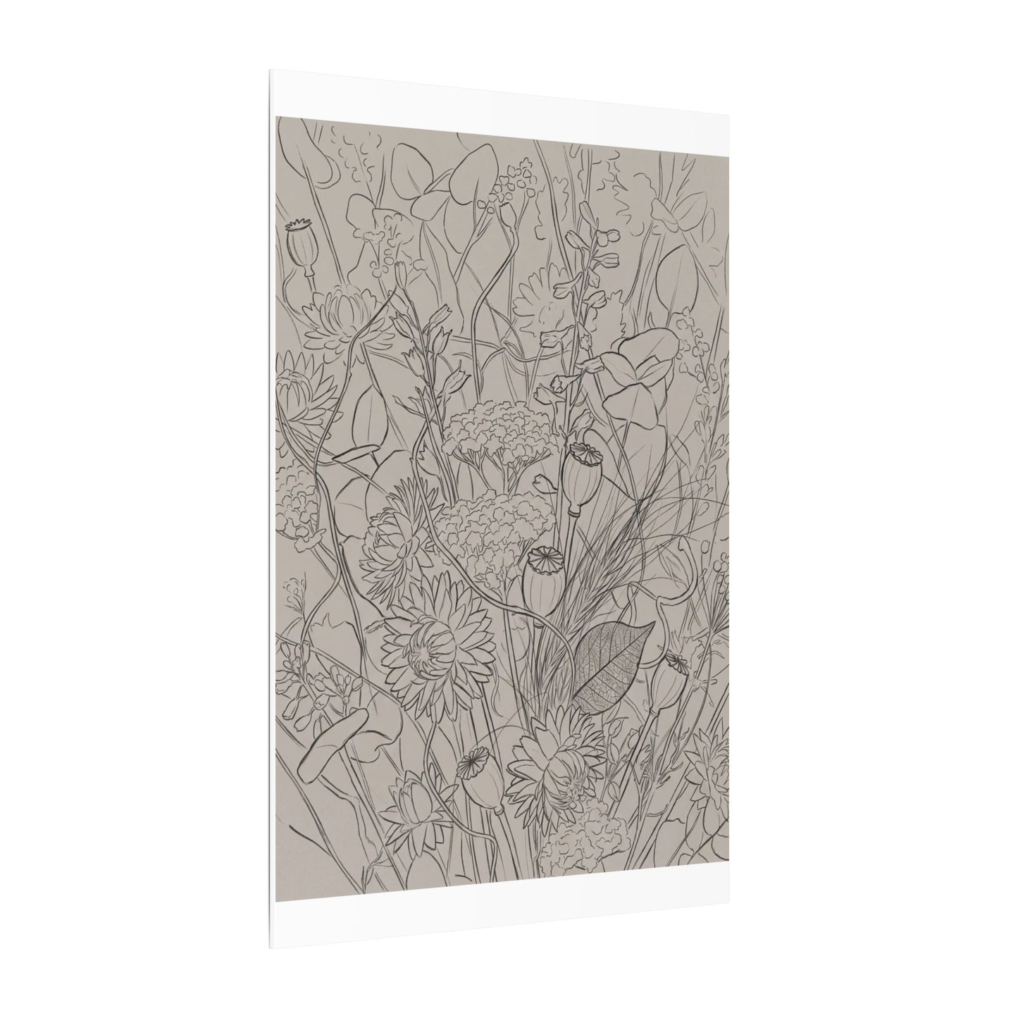 Summer Dried Flowers Minimal Line Canvas Art | Elegant Decor