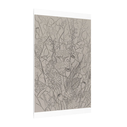 Summer Dried Flowers Minimal Line Canvas Art | Elegant Decor