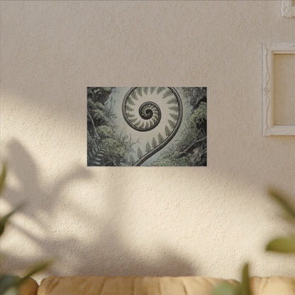 Zen Fern Unfurling in Dawn | Ukiyo E Inspired Canvas Art