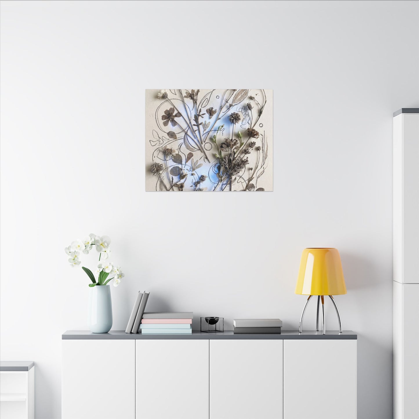 Dried Flowers Minimal Line Canvas Art | Elegant Japandi Art