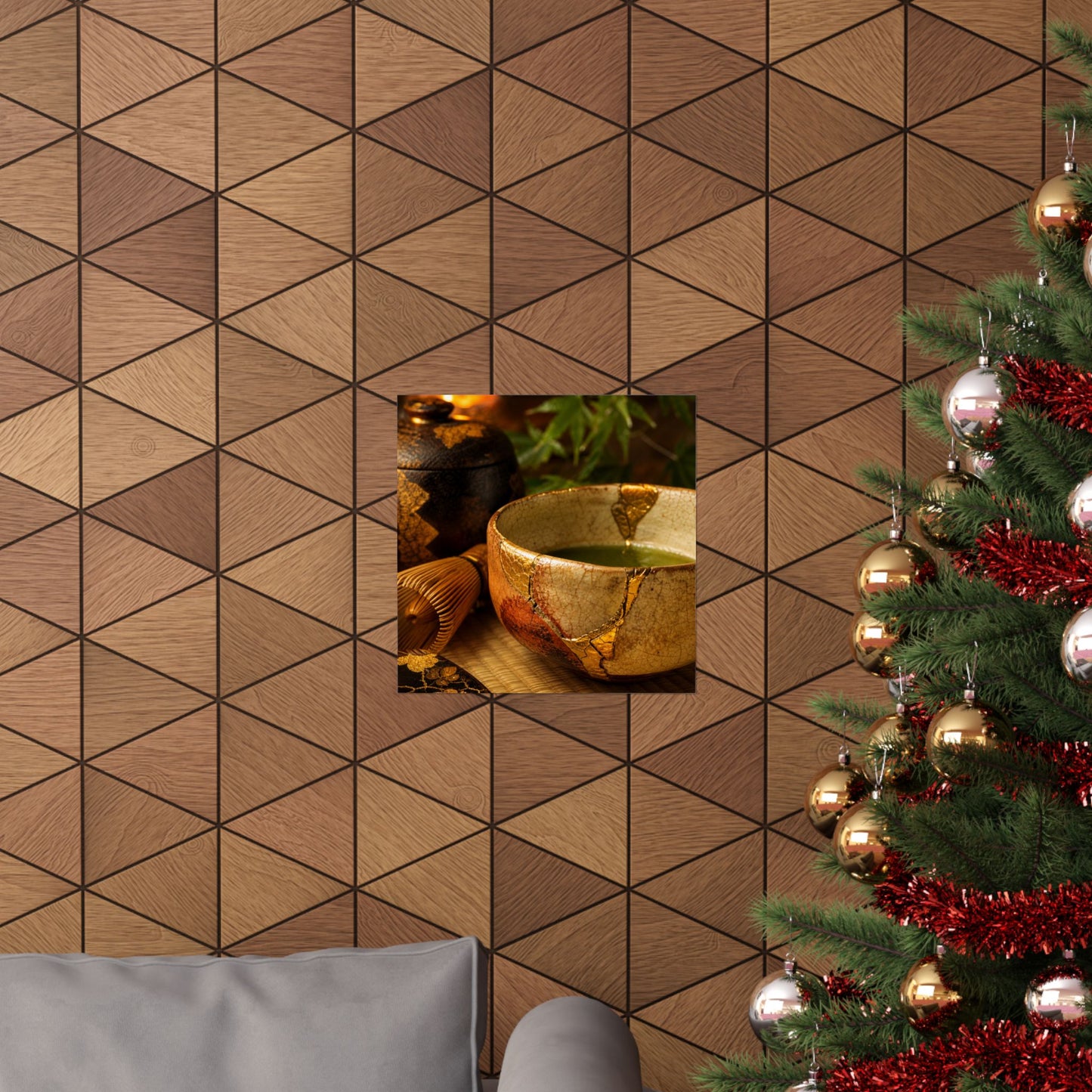 Tea Ceremony Crackle Gold Wall Art Print | Healing Kintsugi Art
