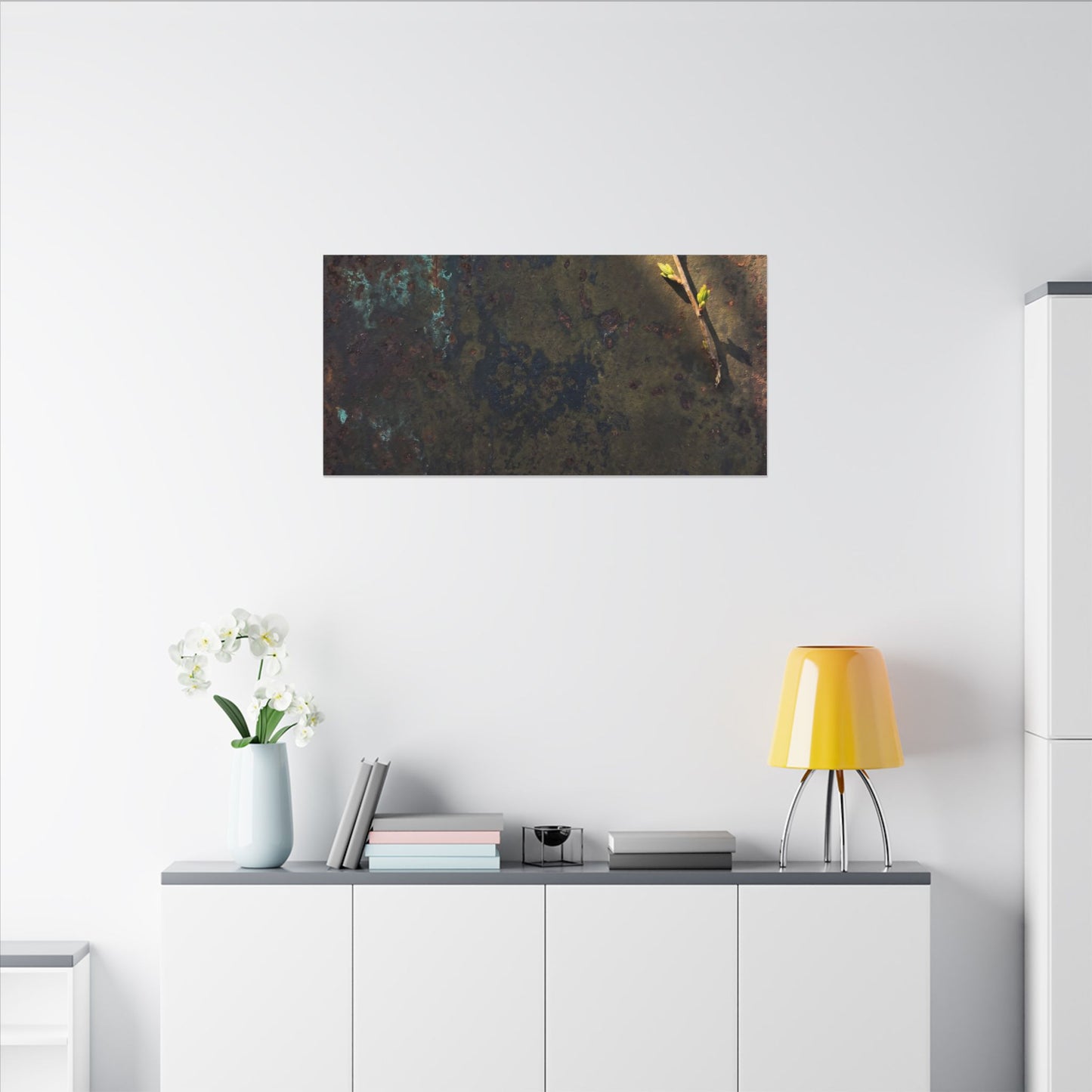 Golden Hour Rust Patina Canvas Art - Dark Japandi Ma