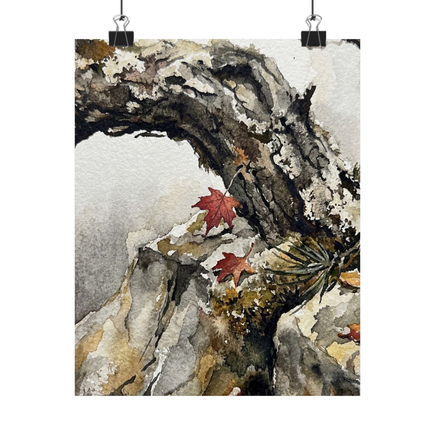 Autumn Pine Tree Watercolor Wall Art Print | Elegant Decor Art Print