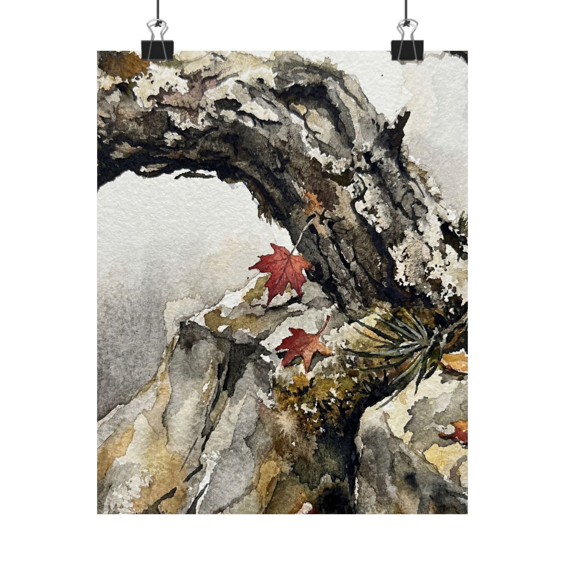 Autumn Pine Tree Watercolor Wall Art Print | Elegant Decor Art Print
