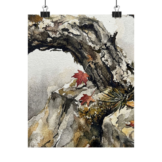 Autumn Pine Tree Watercolor Wall Art Print | Elegant Decor Art Print