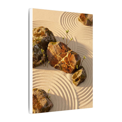 Kanso Rock Garden Canvas Art - Kintsugi Crackle Gold