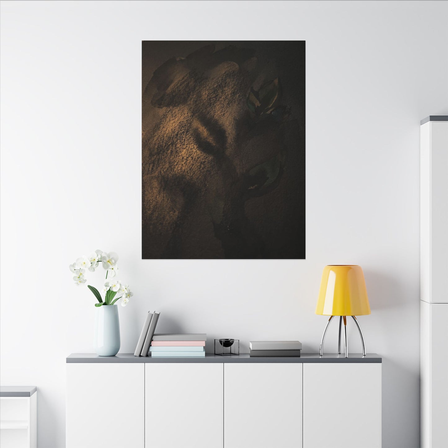 Candlelight Shadow Play Canvas Art - Dark Japandi Ma
