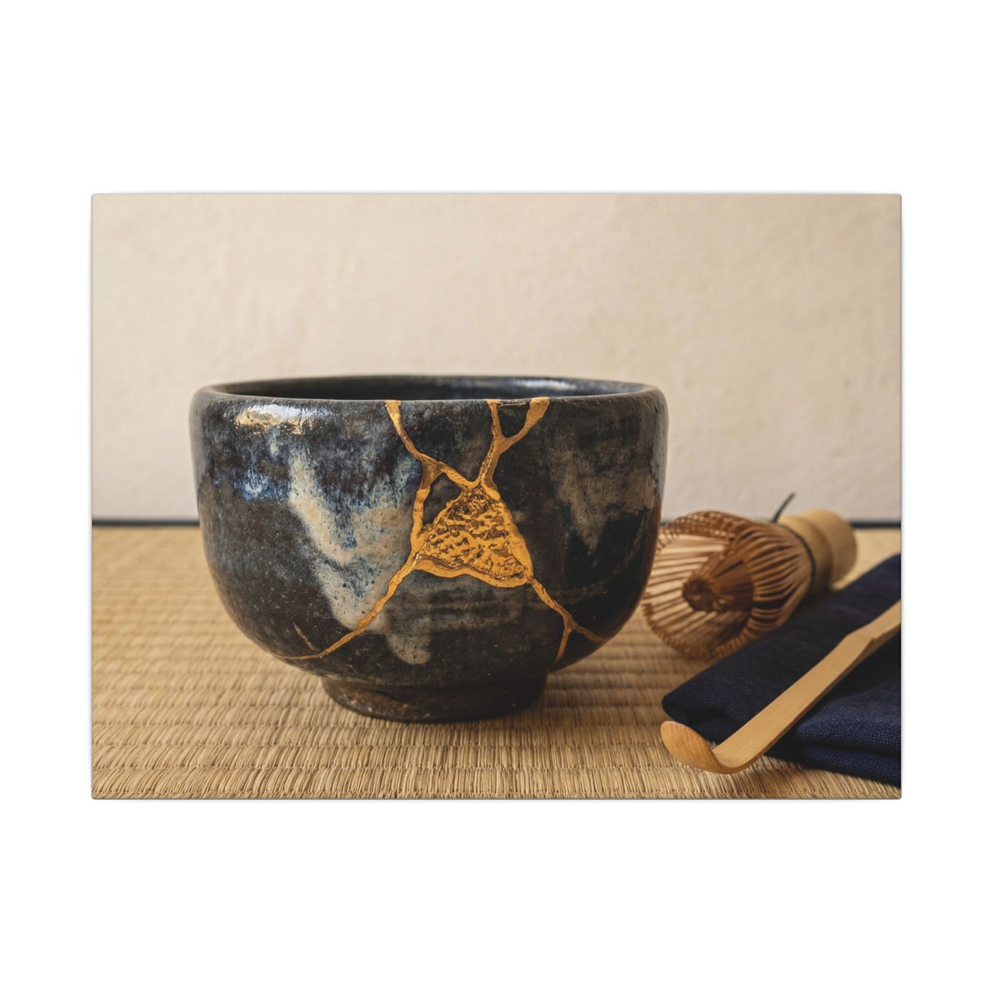 Kanso Tea Ceremony Canvas Art - Kintsugi Gold Vein