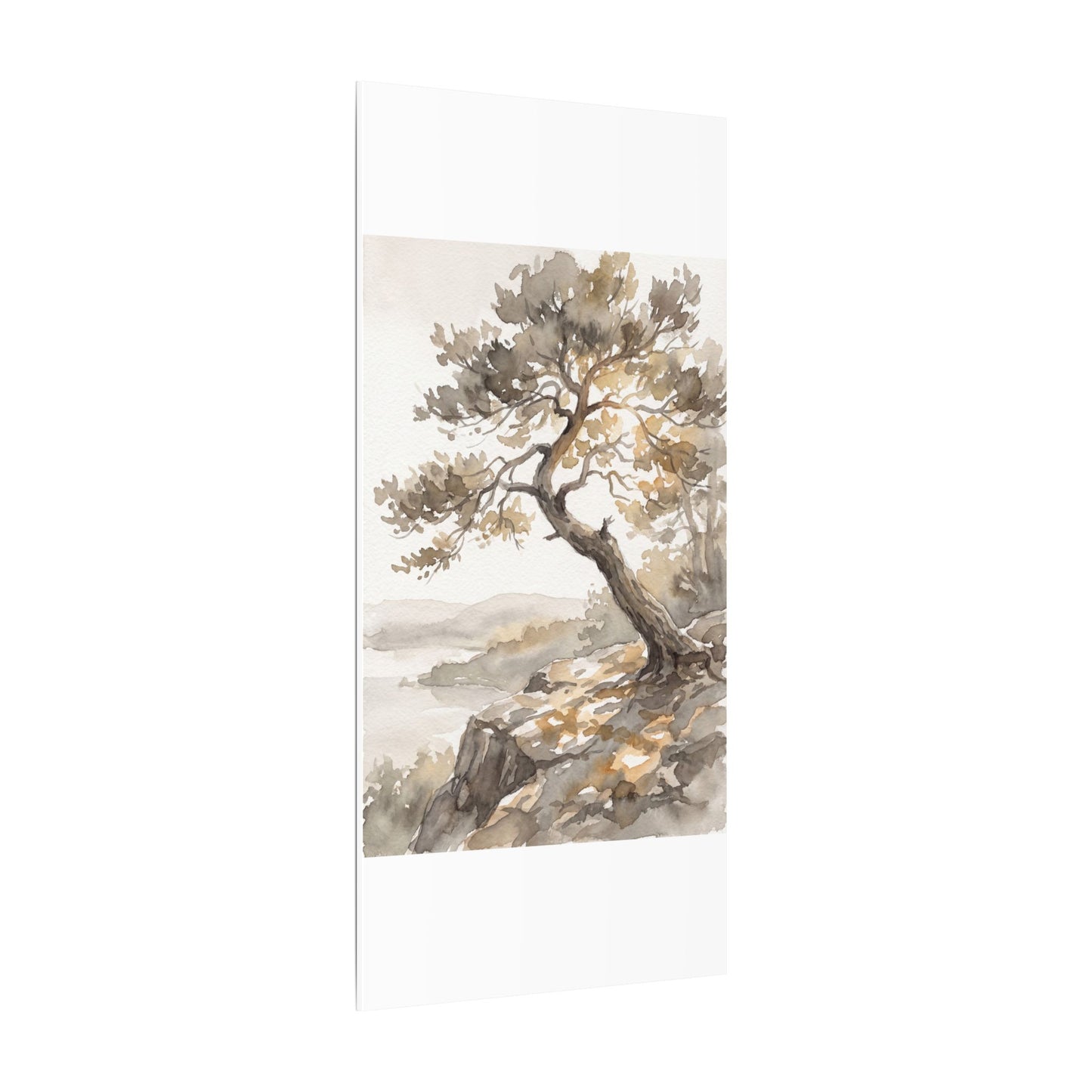 Pine Tree Watercolor Canvas Art | Elegant Japandi Art