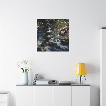 Kintsugi River Stones in Dappled | Broken Beauty Canvas Art