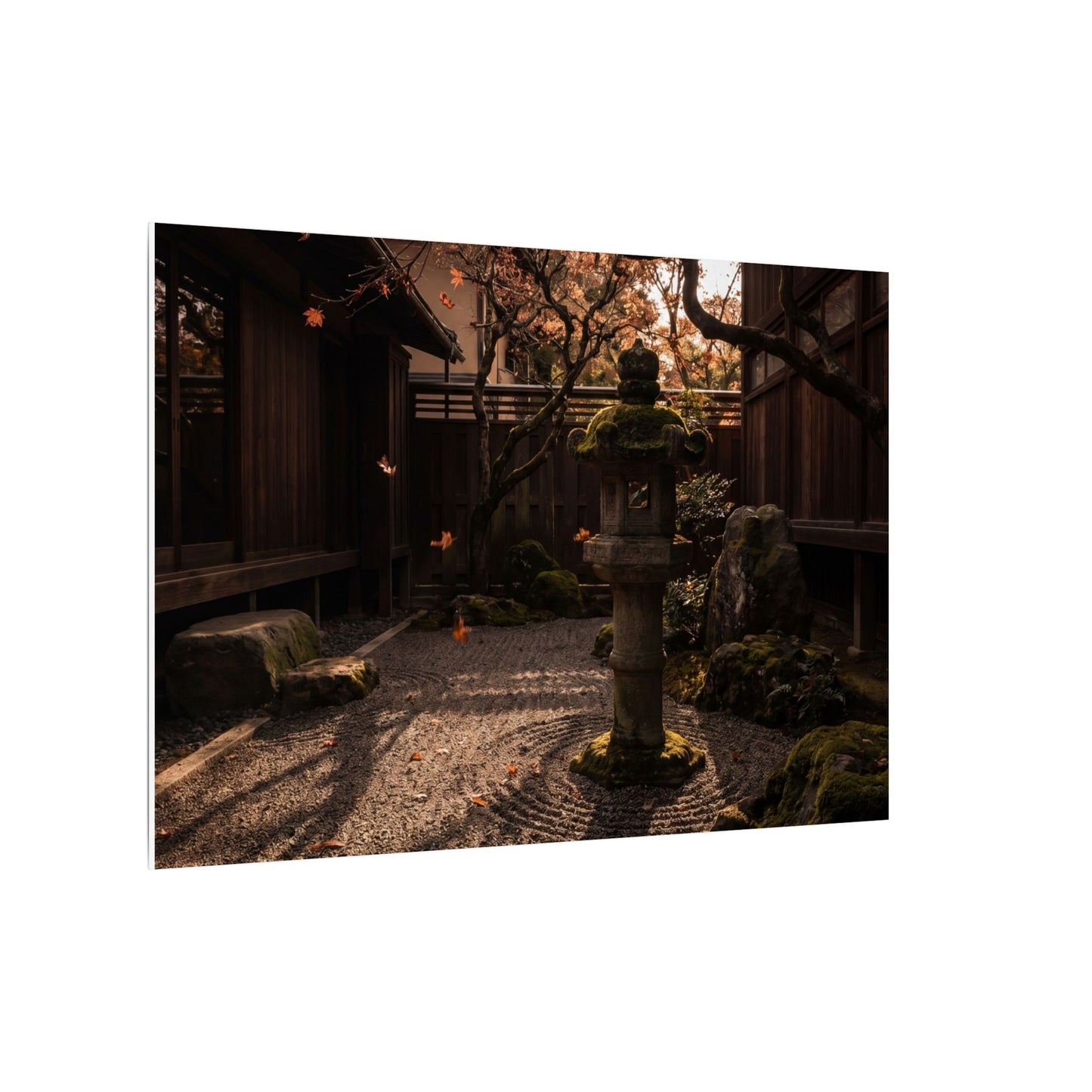 Seijaku Stone Lantern Canvas Art - Dark Japandi Shadow Zen