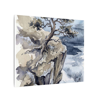 Pine Tree Canvas Art | Winter Japandi Watercolor Art