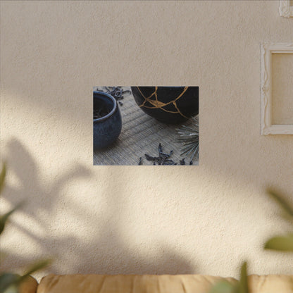 Kintsugi Tea Ceremony in Overcast | Gold Vein Canvas Art