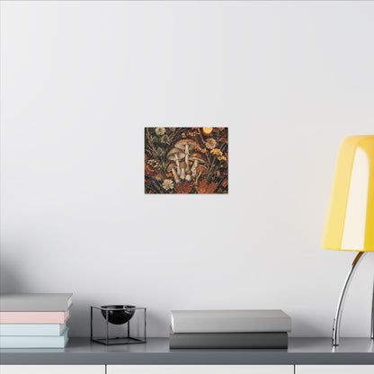 Autumn Dried Flowers Mushroom Illustration Canvas Art | Earthy Decor