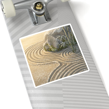 Peaceful Rock Garden Sticker - Ukiyo E Inspired Zen