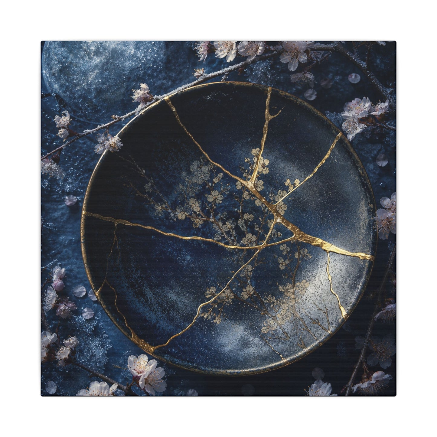 Cherry Blossom Winter Canvas Art | Kintsugi Philosophical Design