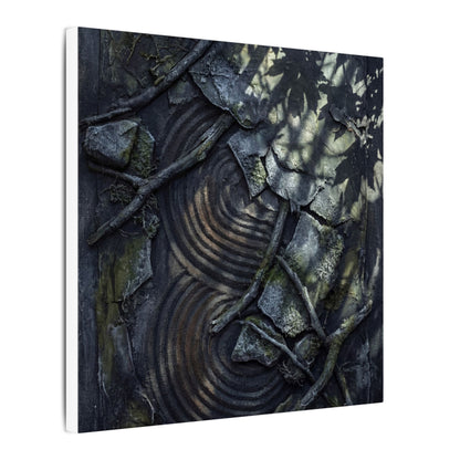 Rock Garden Canvas Art | Winter Dark Japandi Dark Texture Art