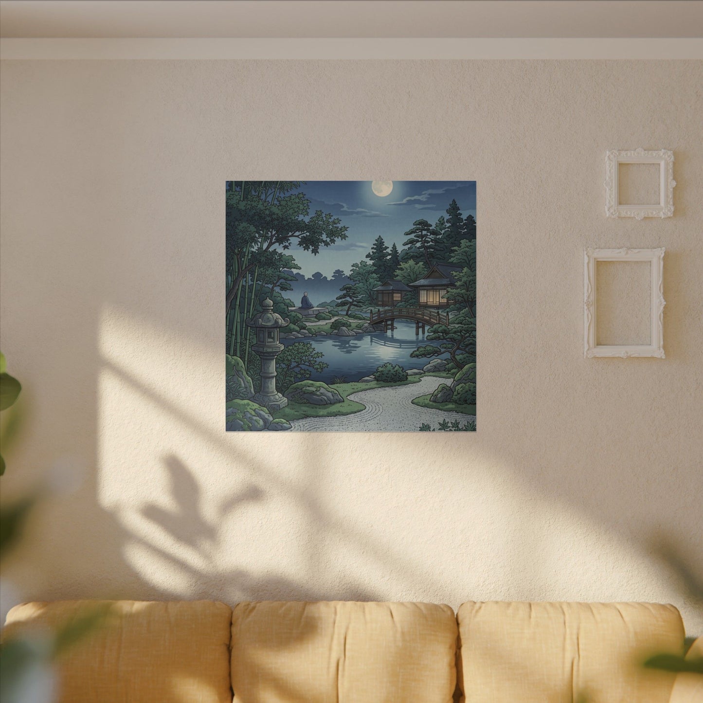 Summer Moonlit Garden Ukiyo E Inspired Canvas Art | Serene Decor