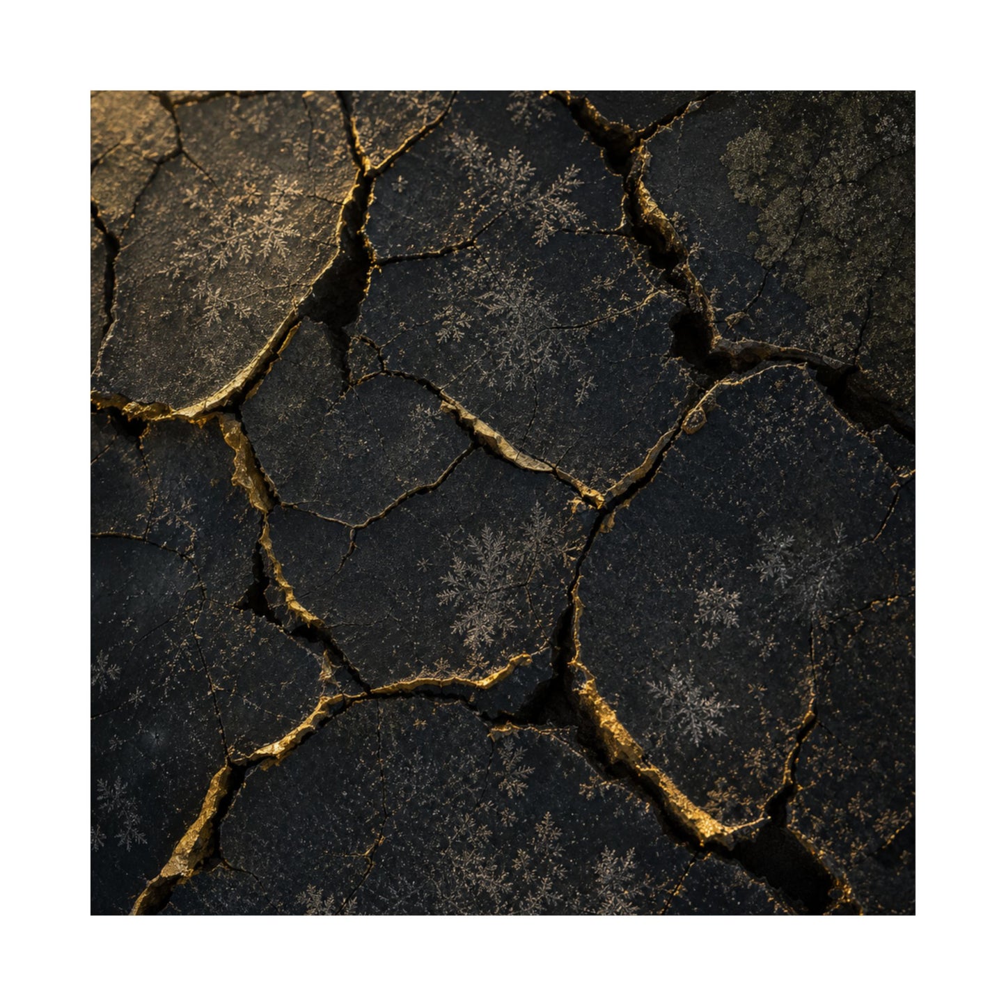 Cracked Earth Shadow Zen Wall Art Print | Atmospheric Dark Japandi Art