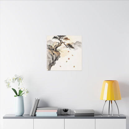 Peaceful Pine Tree Canvas Art - Sumi E Zen