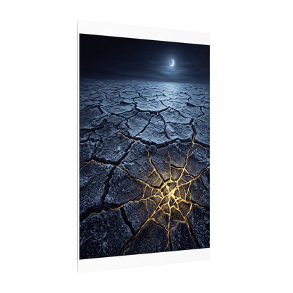 Moonlight Cracked Earth Canvas Art - Kintsugi Mono No Aware