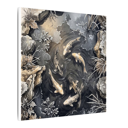 Koi Pond Canvas Art | Winter Japandi Japanese Pattern Art