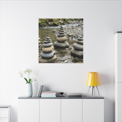 Zen River Stones in Dawn | Karesansui Canvas Art