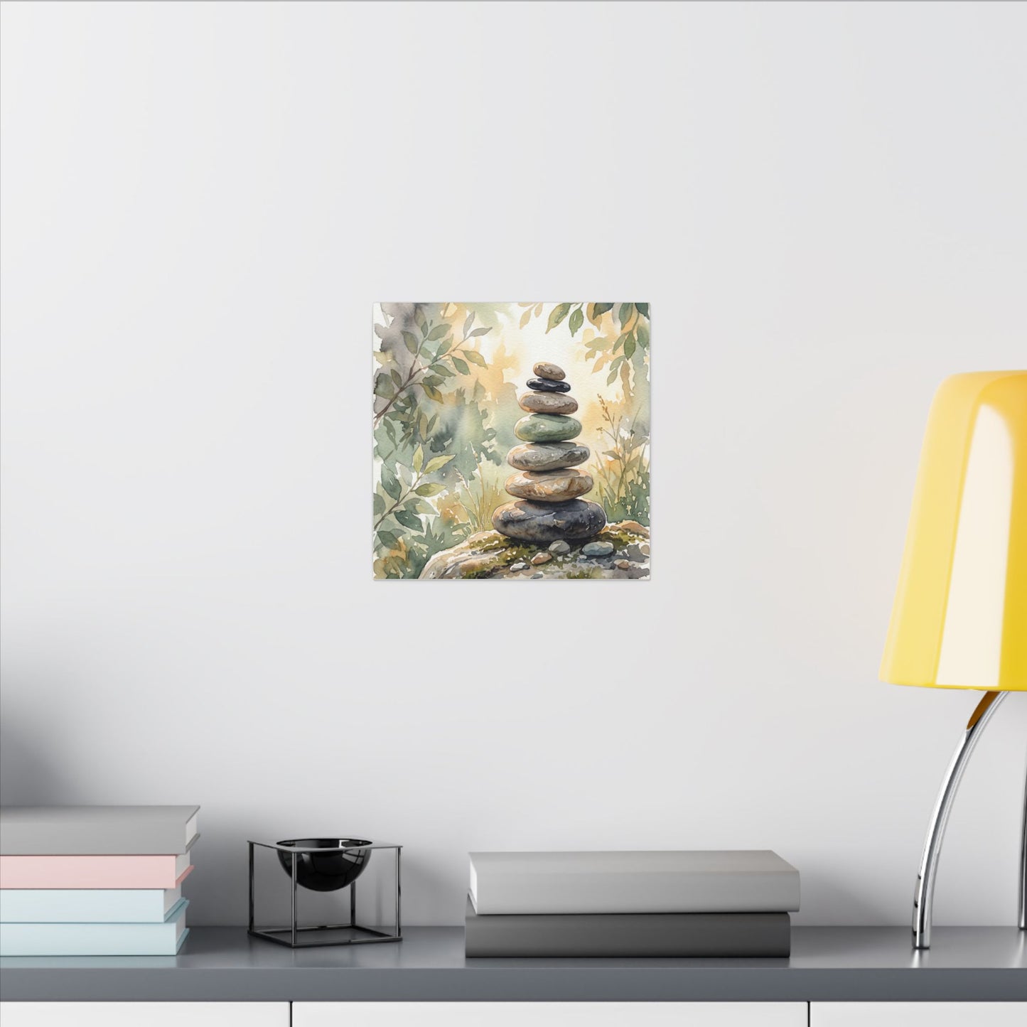 Golden Hour River Stones Canvas Art - Japandi Mono No Aware