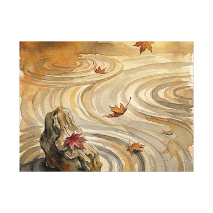 Autumn Rock Garden Watercolor Canvas Art | Neutral Decor