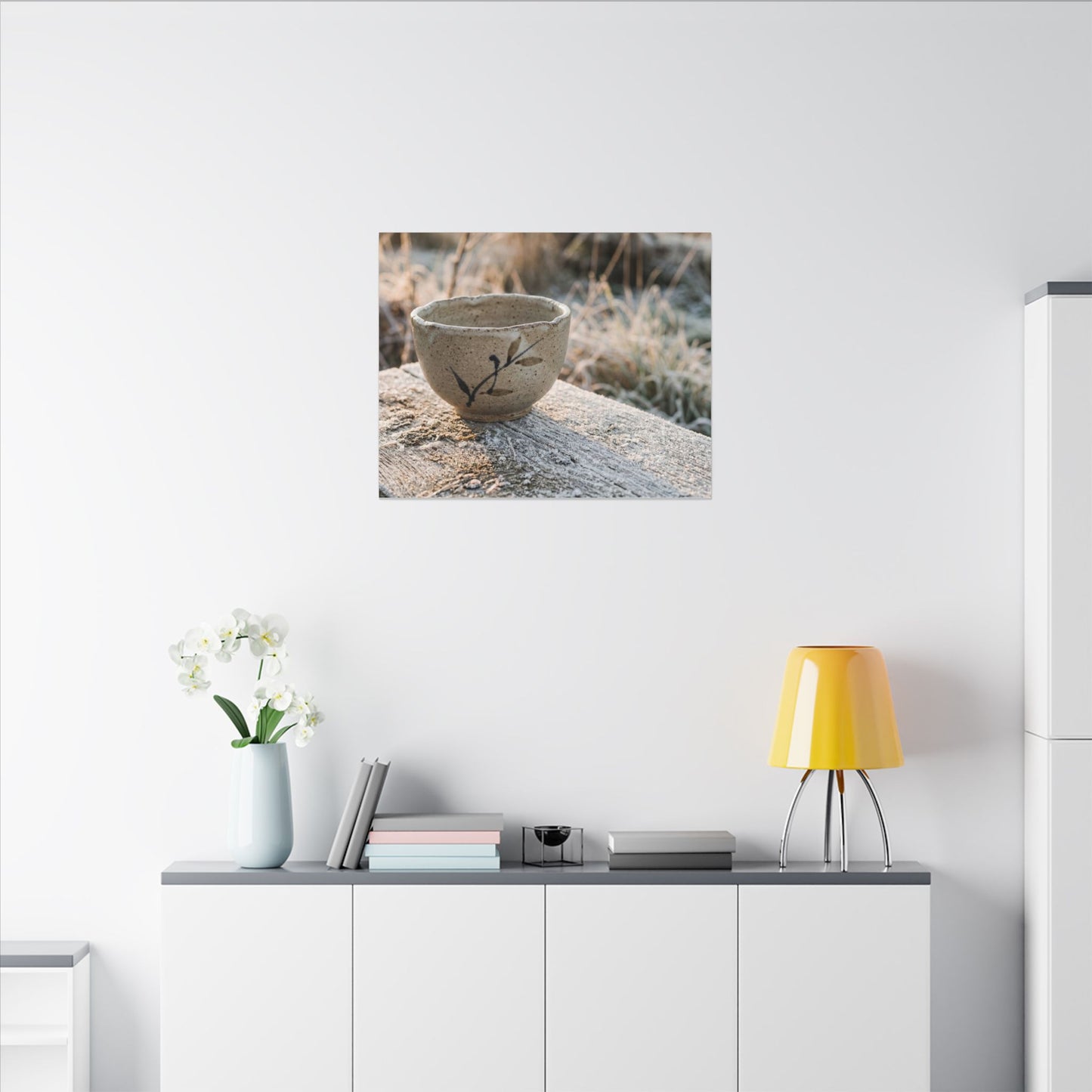 Golden Hour Ceramic Bowl Canvas Art - Japandi Ma