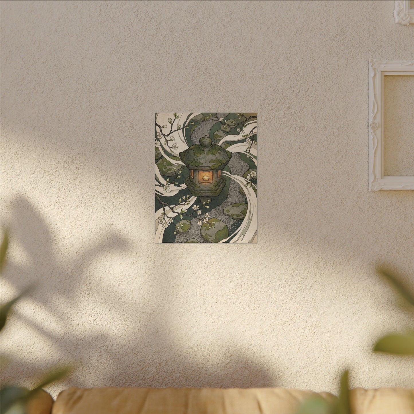 Zen Stone Lantern in Candlelight | Ukiyo E Inspired Canvas Art