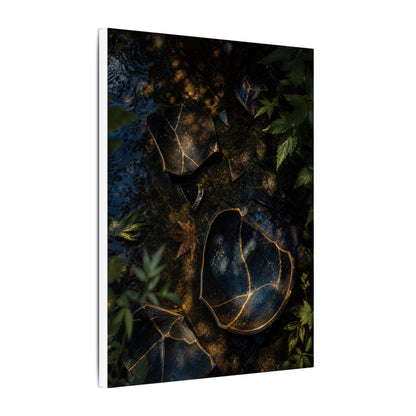 Dark Japandi Broken Pottery in Dappled | Shadow Zen Canvas Art