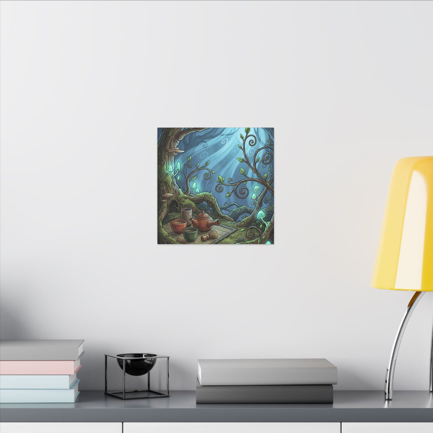 Spring Tea Ceremony Forest Whimsy Canvas Art | Cozy Decor