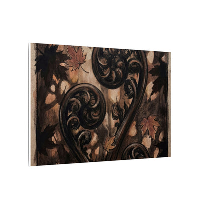 Mono No Aware Fern Unfurling Canvas Art - Dark Japandi Charcoal Ink
