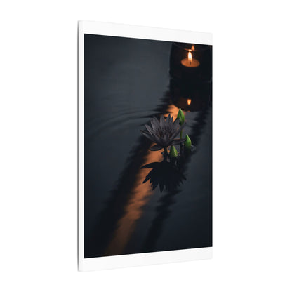Seijaku Lotus Flower Canvas Art - Dark Japandi Shadow Zen