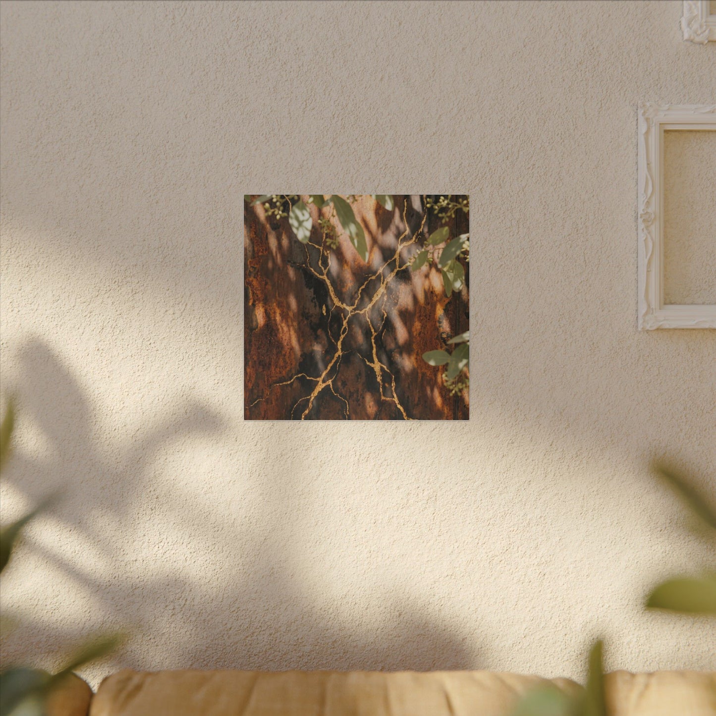 Kanso Rust Patina Canvas Art - Kintsugi Gold Vein