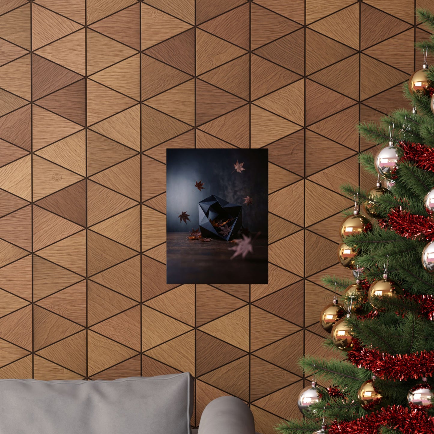 Paper Fold Shadow Zen Wall Art Print | Atmospheric Dark Japandi Art