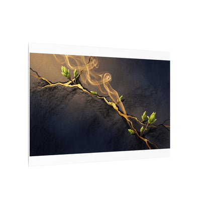 Spring Incense Smoke Gold Vein Canvas Art | Healing Decor
