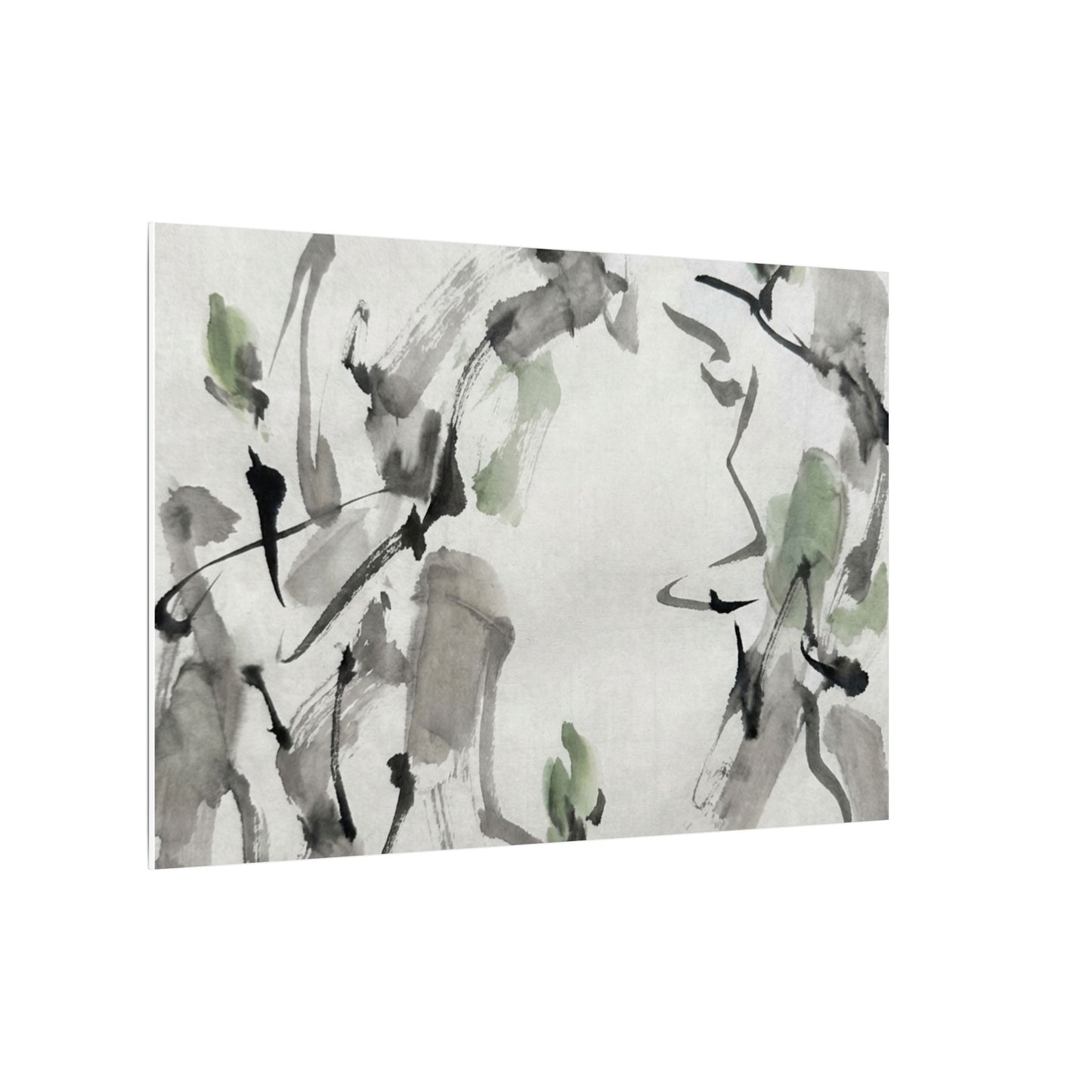 Zen Ink Brushstroke in Overcast | Sumi E Canvas Art