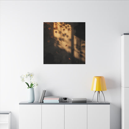 Shadow Play Canvas Art | Autumn Dark Japandi Charcoal Ink Art