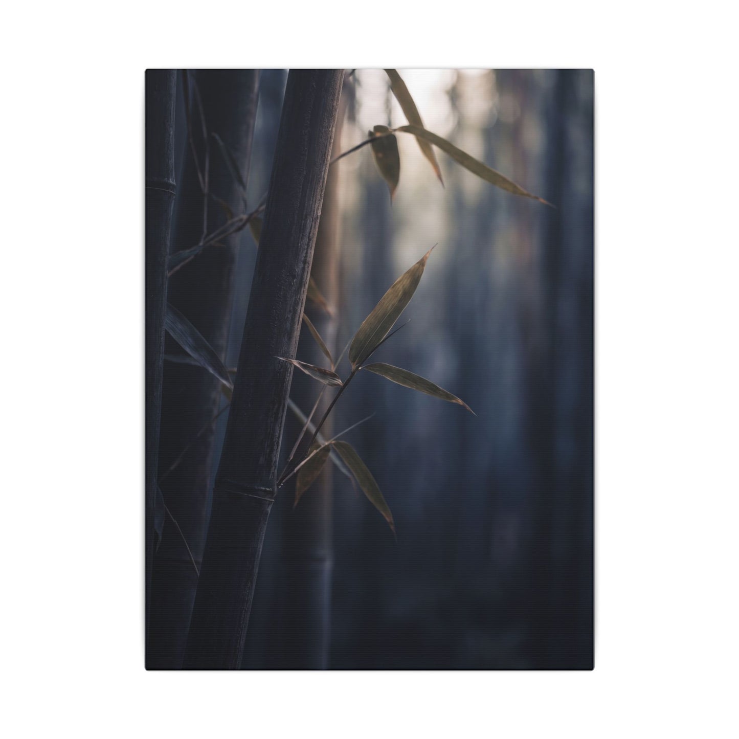 Dark Japandi Bamboo Grove in Dawn | Moody Minimal Canvas Art