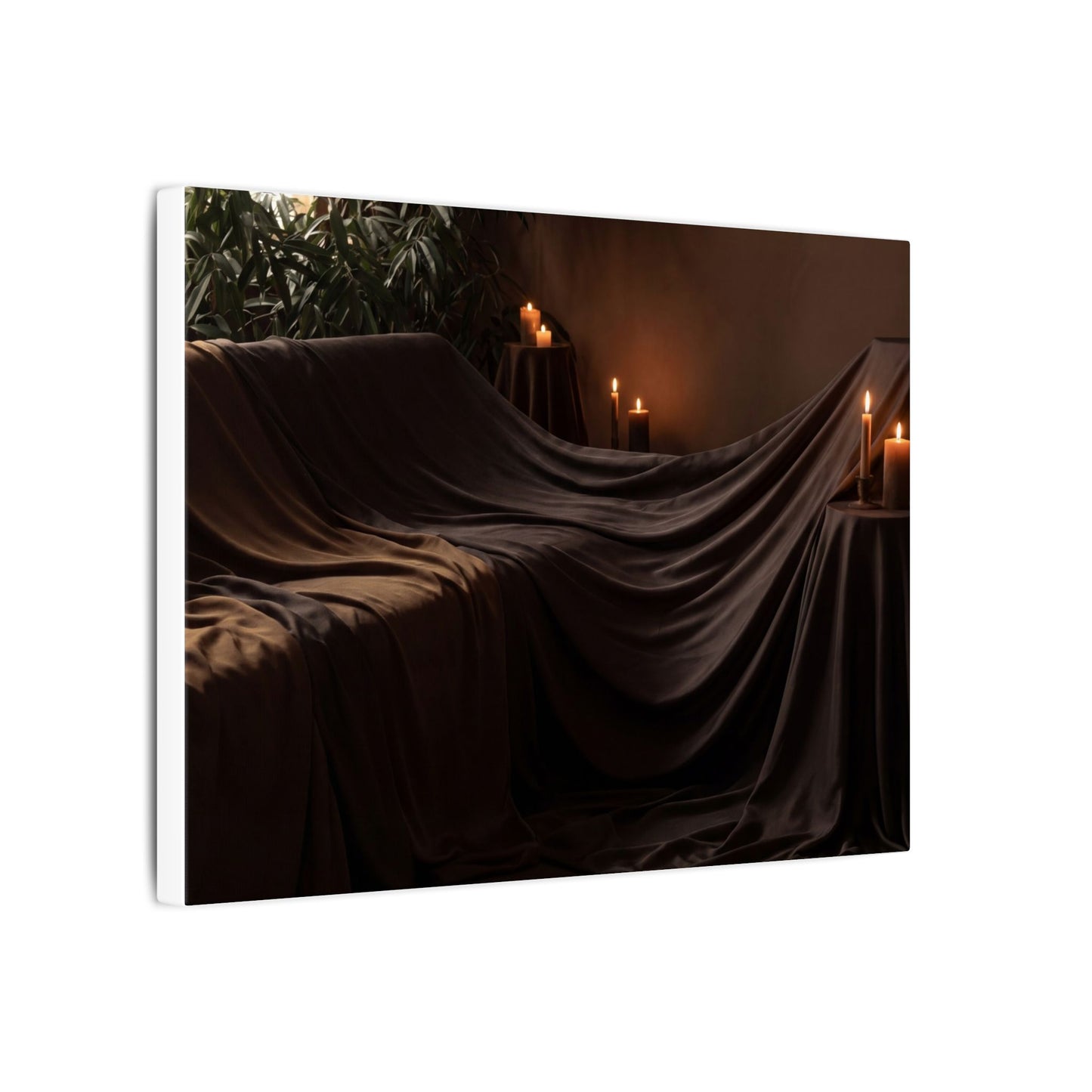Candlelight Silk Drape Canvas Art - Dark Japandi Ma