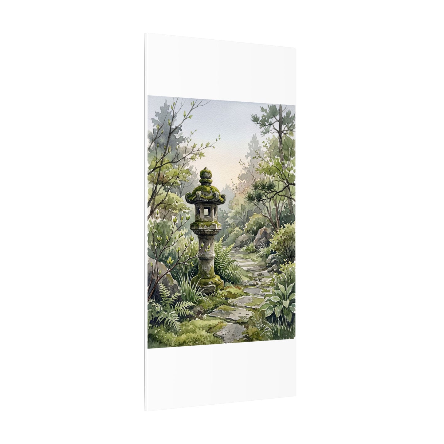 Neutral Stone Lantern Canvas Art - Watercolor Japandi