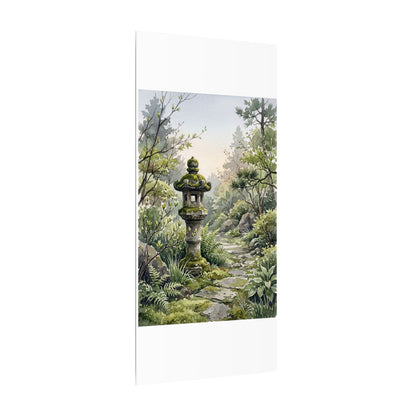 Neutral Stone Lantern Canvas Art - Watercolor Japandi