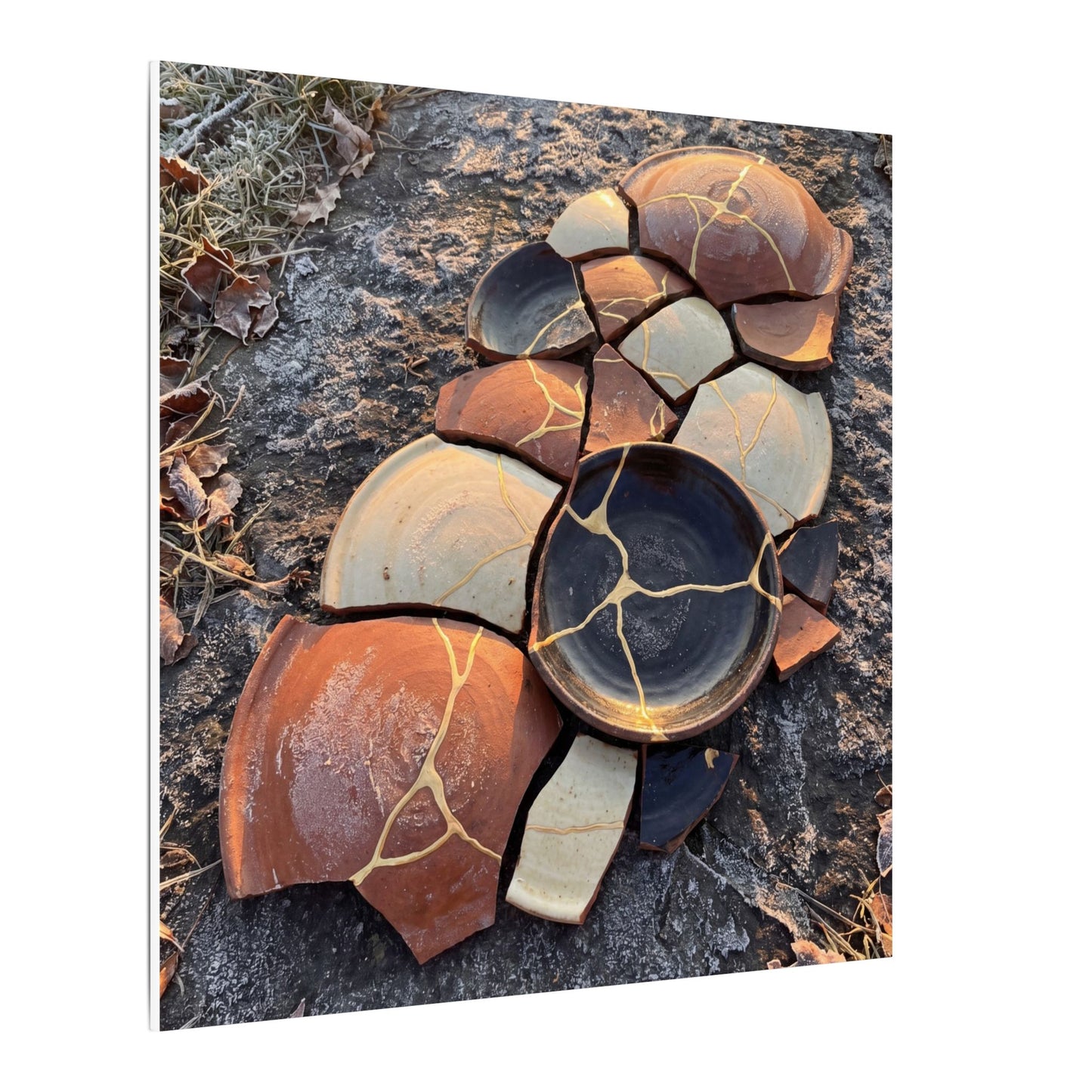 Winter Broken Pottery Gold Vein Canvas Art | Beautiful Decor