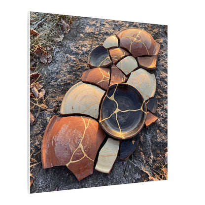 Winter Broken Pottery Gold Vein Canvas Art | Beautiful Decor